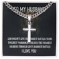 Artisan Cross Necklace For Husband on Cuban Chain w/ MC