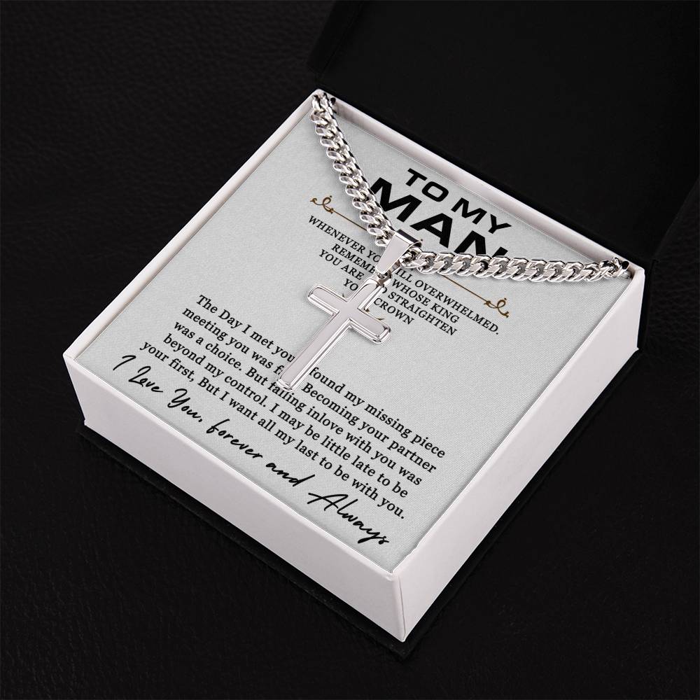 Cuban Chain with Artisan Cross Necklace For My Man