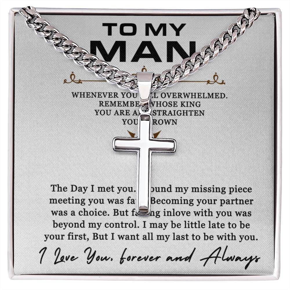 Cuban Chain with Artisan Cross Necklace For My Man